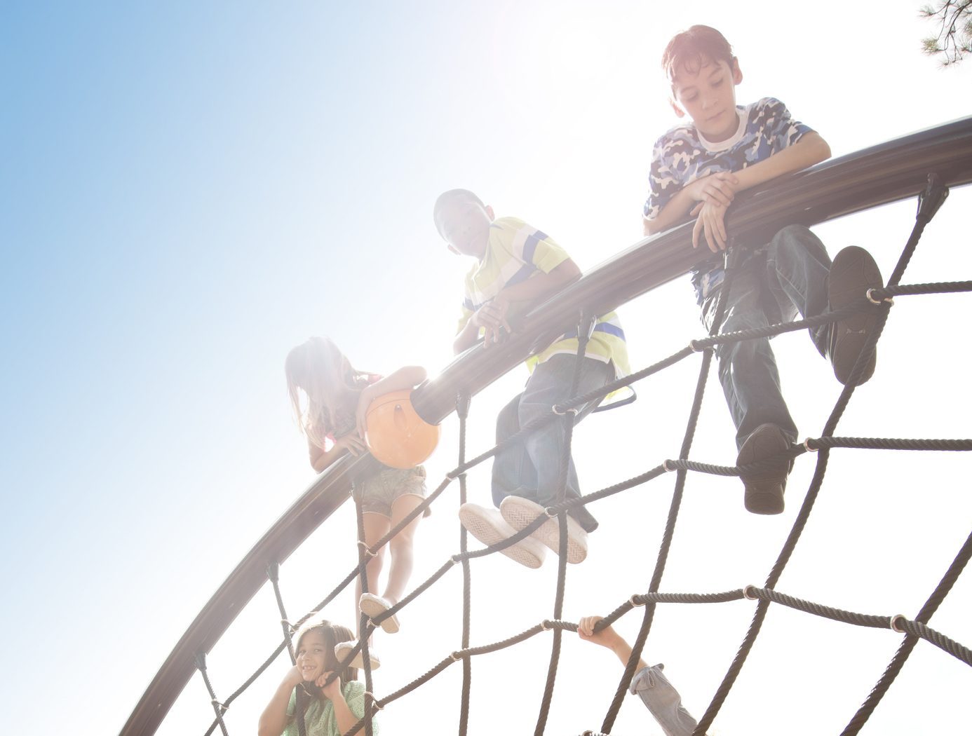 Students Climbing Playground